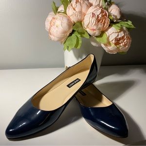 Nine West Navy Blue Patent Leather Flats - Size 7.5M - Like New